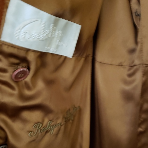 Vintage Cognac Suede Double-Breasted Coat - Picture 4 of 6